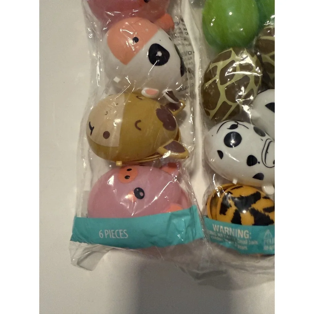 Easter Eggs Plastic Animal Characters Qty 18 (6 Medium & 12 small)